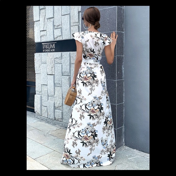 Shein Wrap Tie Side Floral Print Dress - Picture 4 of 4